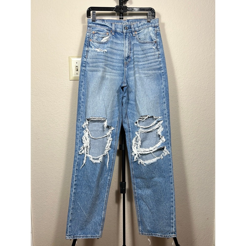 American Eagle Women's Highest Waist Mom Jeans Blue Size 8 Regular